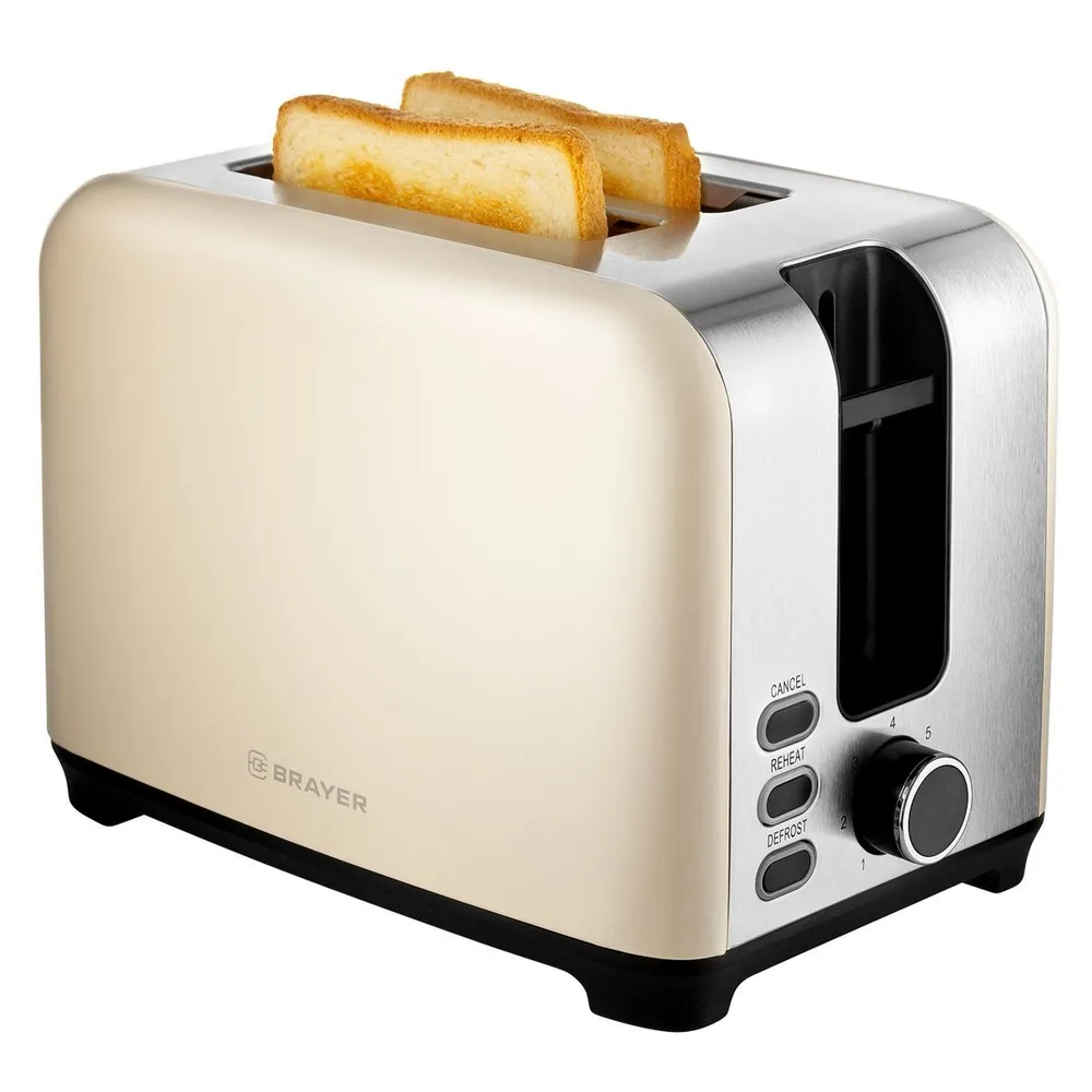

Тостер Brayer BR2111 бежевый, серебристый, BR2111