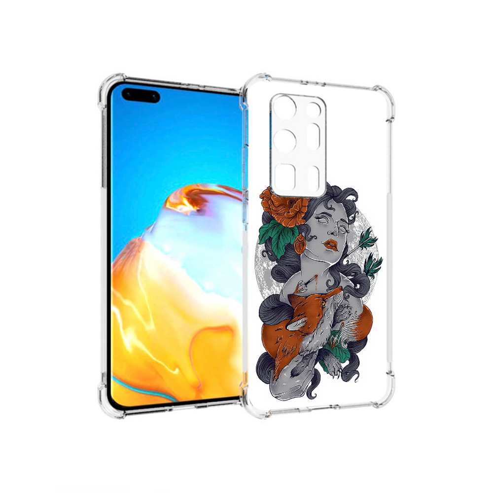 

Чехол MyPads Tocco для Huawei P40 Pro+ темная девушка с лисой, Прозрачный, Tocco