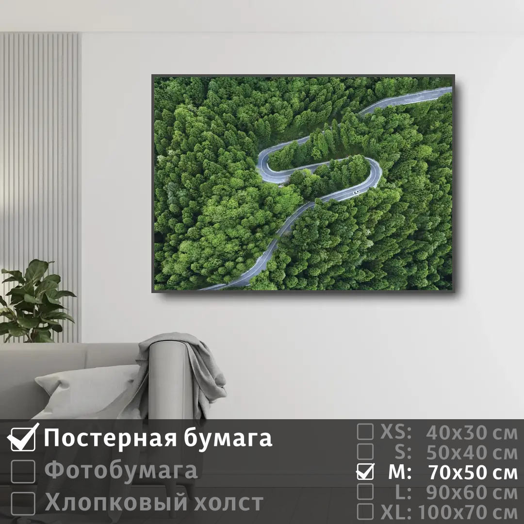 

Постер на стену ПолиЦентр Лес в зеленых тонах 70х50 см, ЛесВЗеленыхТонах
