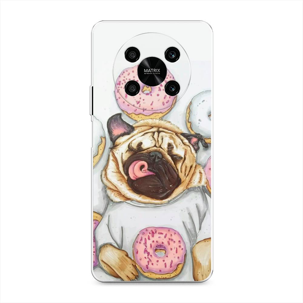 

Чехол на Honor X9 4G "Счастливый мопс", Розовый;бежевый;коричневый, 6108150-1
