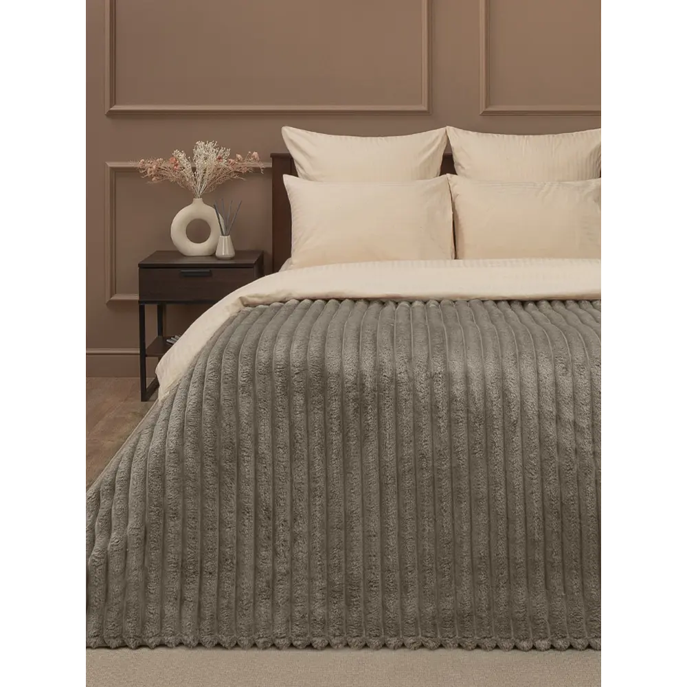 

Плед TexRepublic 94650 евро, фланель, 220x200, коричневый, 1 шт, Плед крупный рубчик