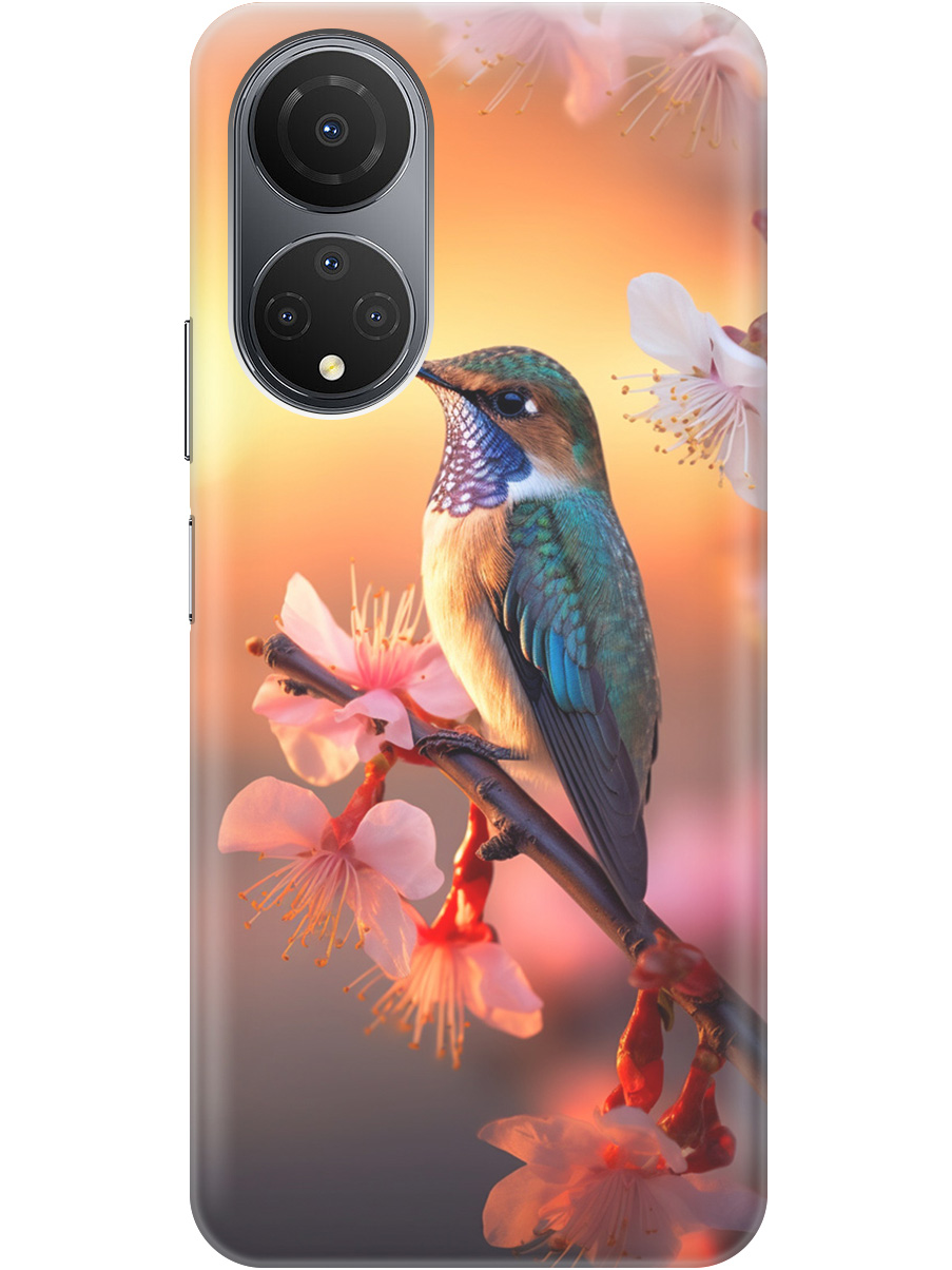 

Силиконовый чехол на Honor X7 с рисунком "Птичка и закат", Желтый;красный, 20000402