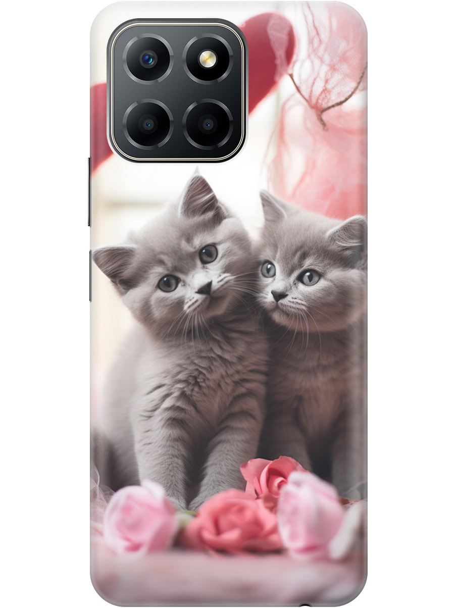 

Силиконовый чехол на Honor X6 / X8 5G с рисунком "Котики и сердечки", Красный;серый, 20000879