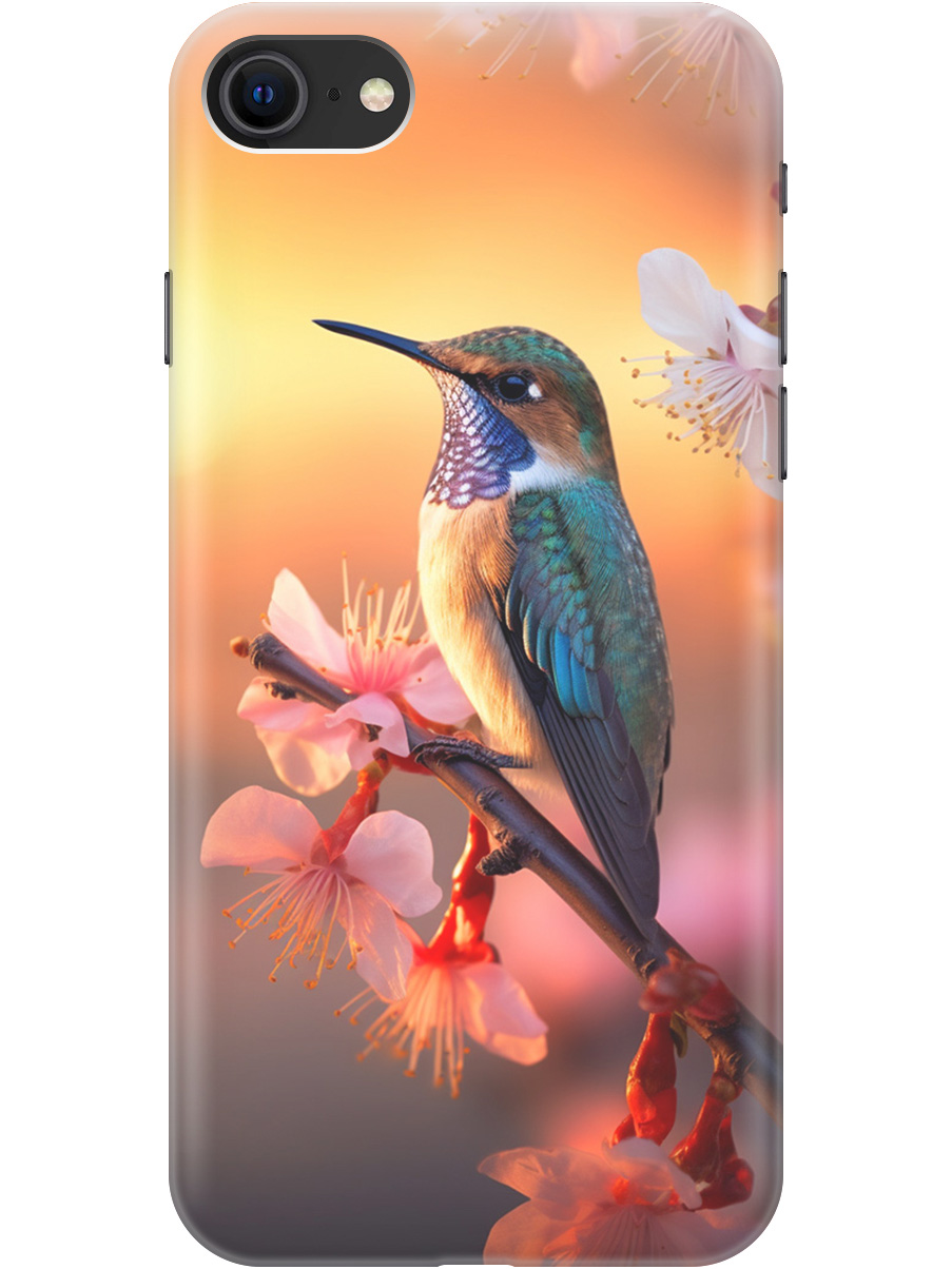 

Чехол на Apple iPhone SE (2022) / SE (2020) / 8 / 7 "Птичка и закат", Желтый;красный, 20001013