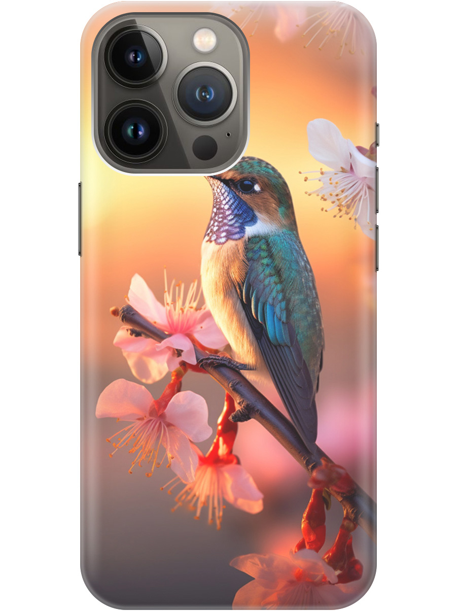 

Силиконовый чехол на Apple iPhone 14 Pro с рисунком "Птичка и закат", Желтый;красный, 20000260