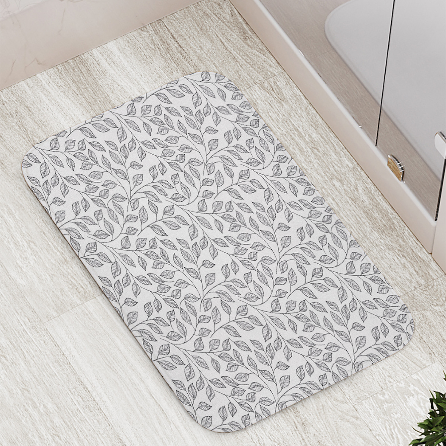 

Коврик противоскользящий JoyArty "Монохромная листва" для ванной, сауны, бассейна, 77х52см, Монохромная листва