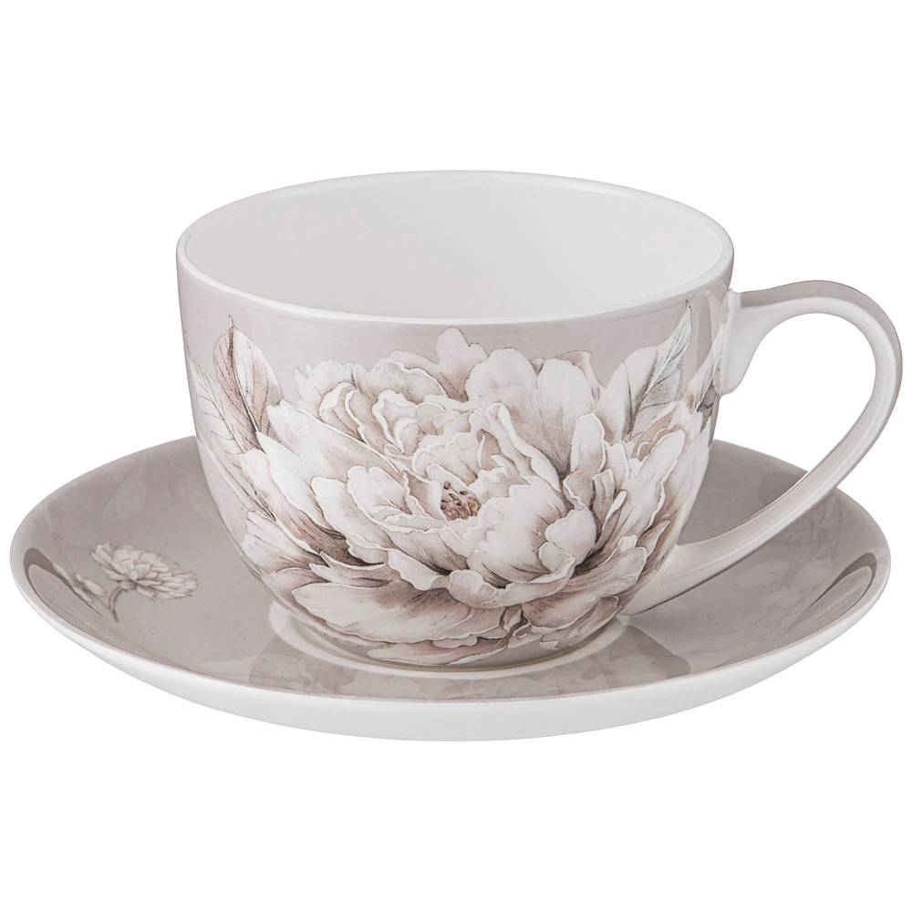 

Чайная пара Lefard White flower 330 мл, серая, Серый