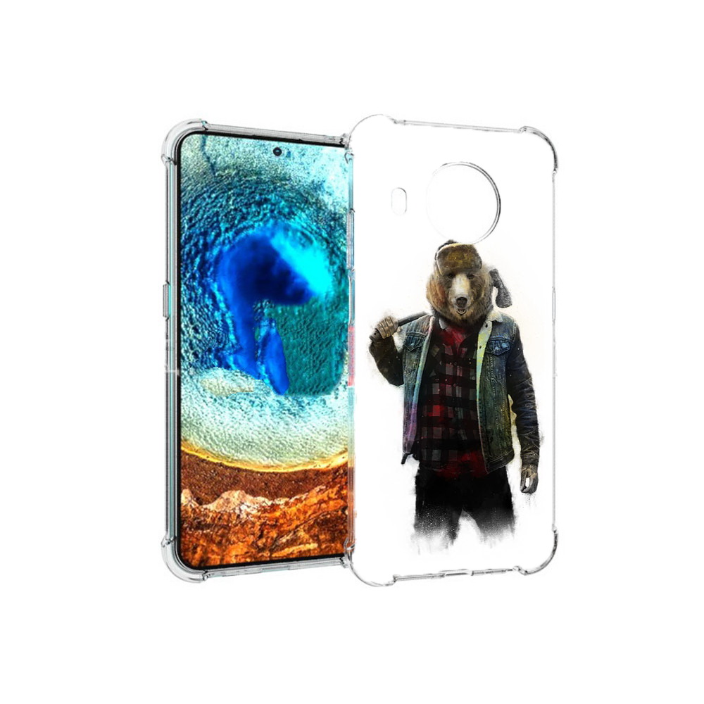 

Чехол MyPads Tocco для Nokia X20 медведь с топором (PT159436.101.469), Прозрачный, Tocco