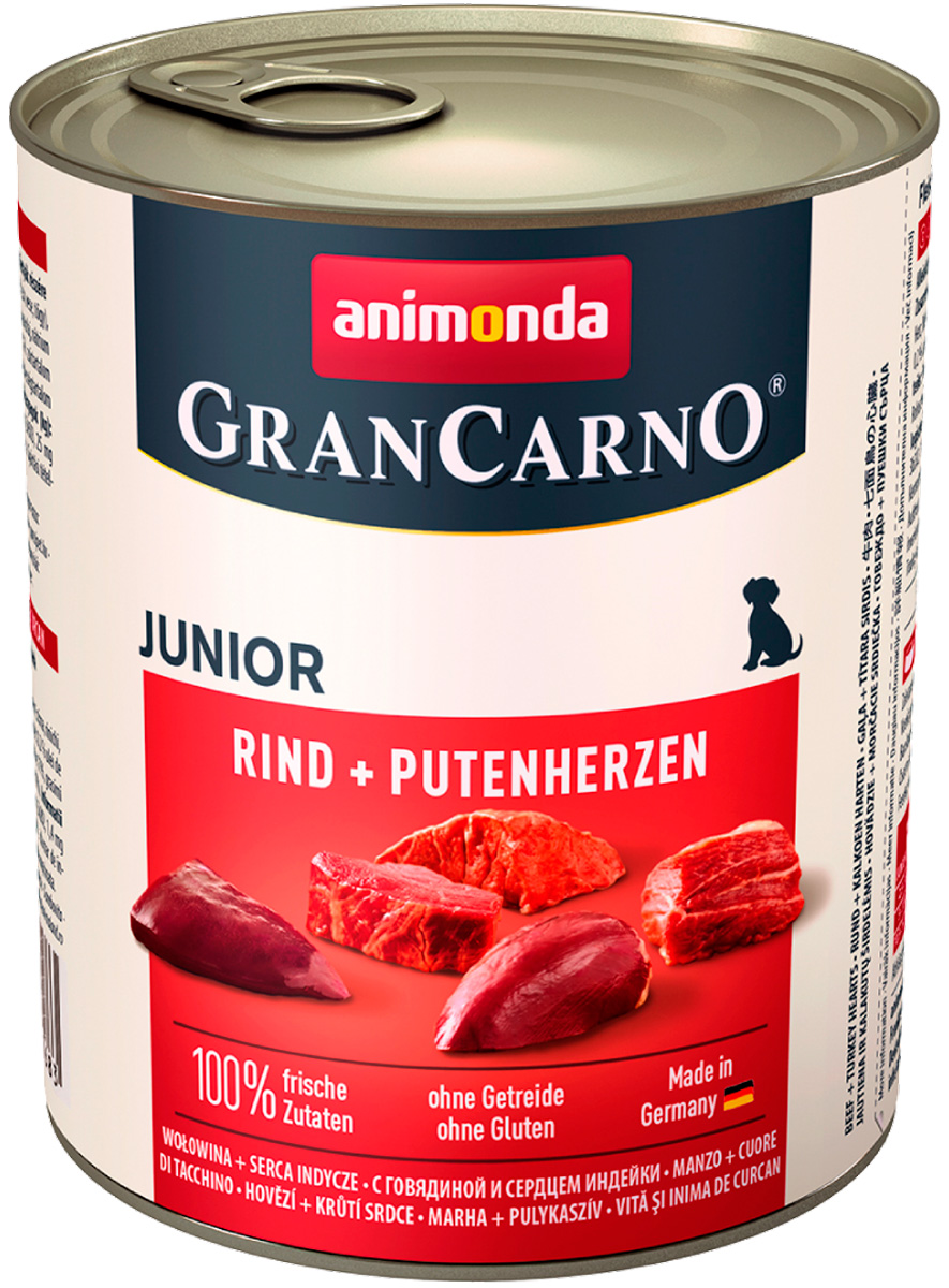 

Консервы для щенков Animonda GRAN CARNO Original Junior, говядина, индейка 6шт по 800г, GRAN CARNO