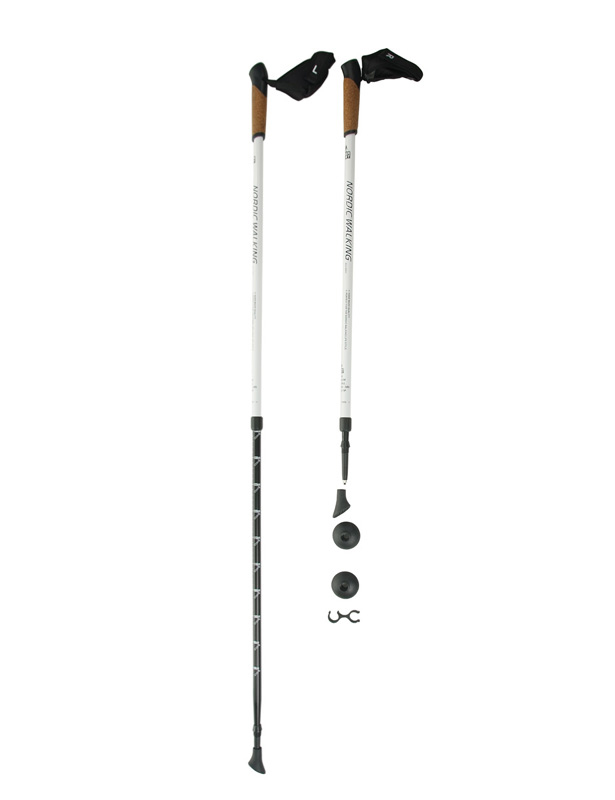 фото Палки для скандинавской ходьбы kaiser sport nordic walking, белый/черный, 82-136 см