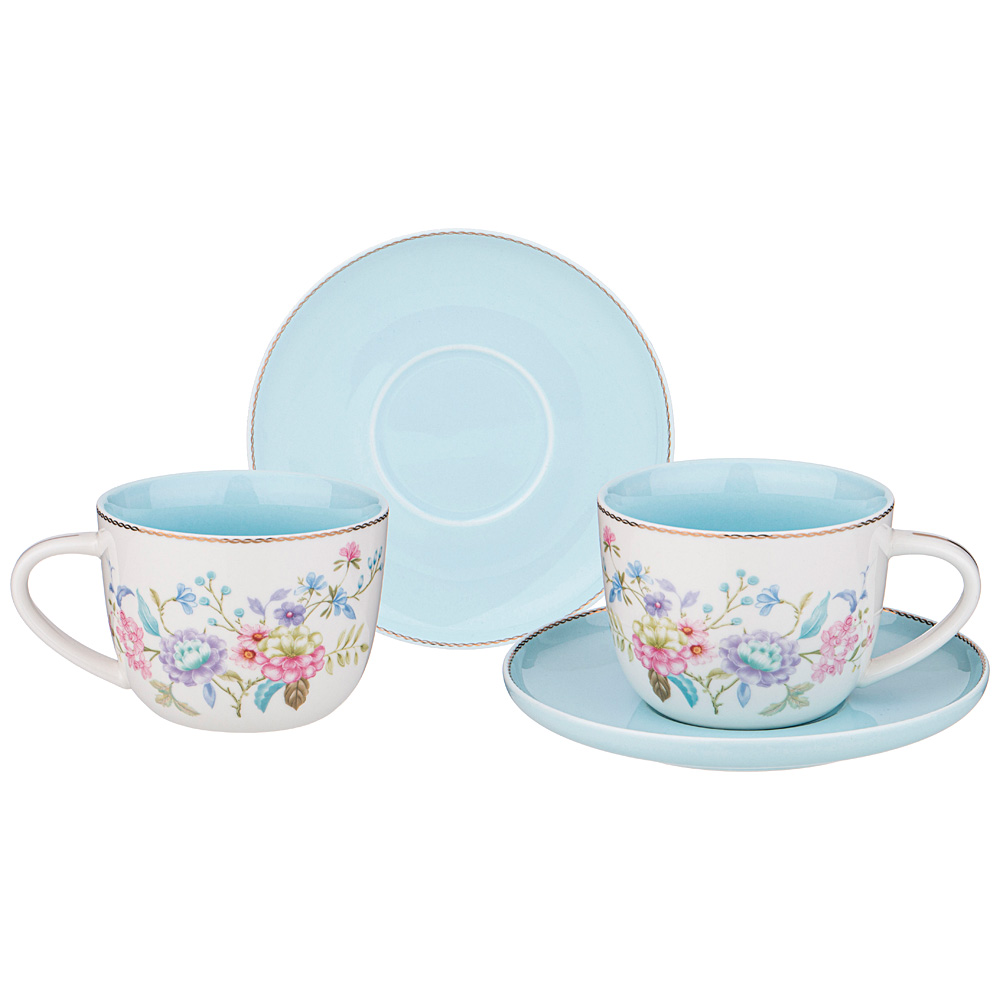 

Чайный сервиз из 4 предметов на 2 персоны Lefard Blossom 250 мл, Голубой