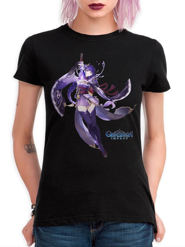 

Футболка женская Design Heroes Игра Genshin Impact - Райден 11 черная 3XL, Черный, Игра Genshin Impact - Райден 11
