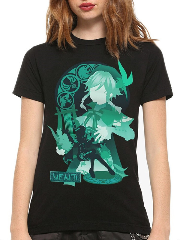 

Футболка женская Design Heroes Игра Genshin Impact - Venti 1 черная XL, Черный, Игра Genshin Impact - Venti 1