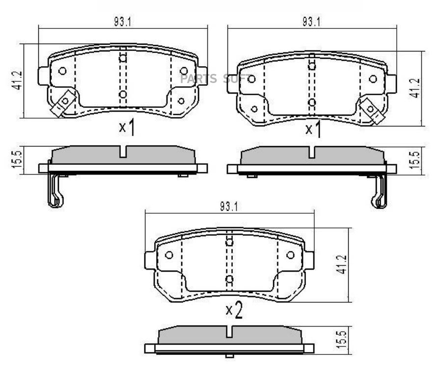 Колодка торм. задняя Kia Ceed 06->, Cerato 08->, Rio (JB) 05->, Sportage (Словакия) 07-> H