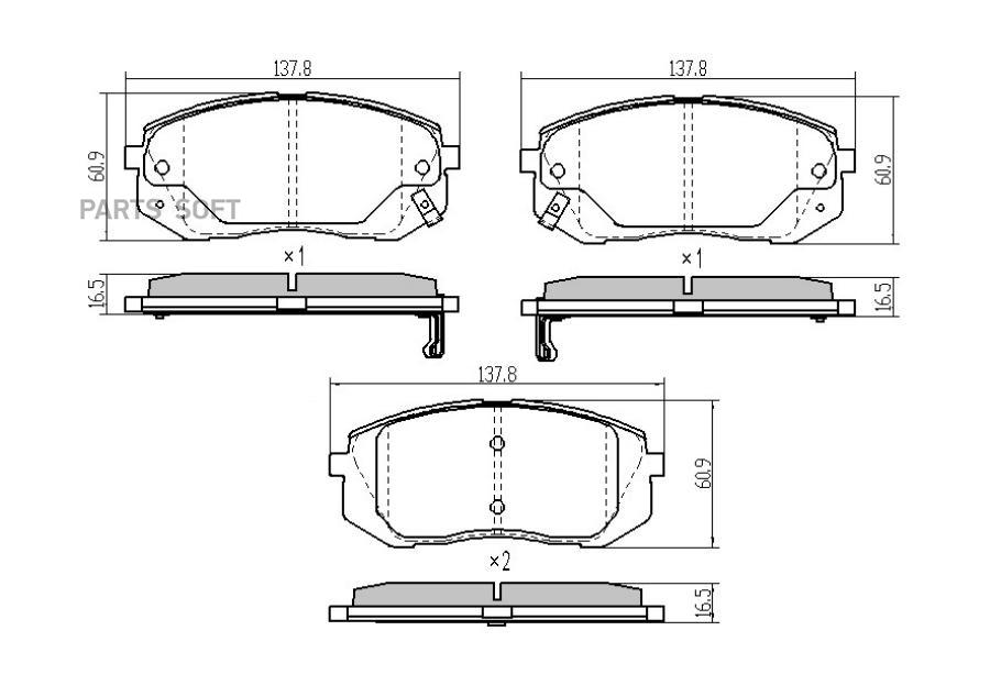 Колодка торм. передняя Hyundai ix35 10->, Kia Sportage 10-> (4WD, 16' диск) BARNETT