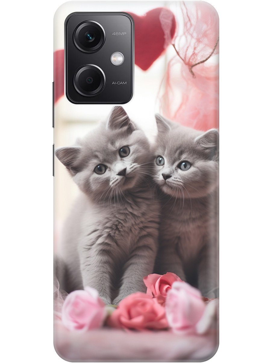 

Силиконовый чехол на Xiaomi Redmi Note 12 с рисунком "Котики и сердечки", Красный;серый, 20000116