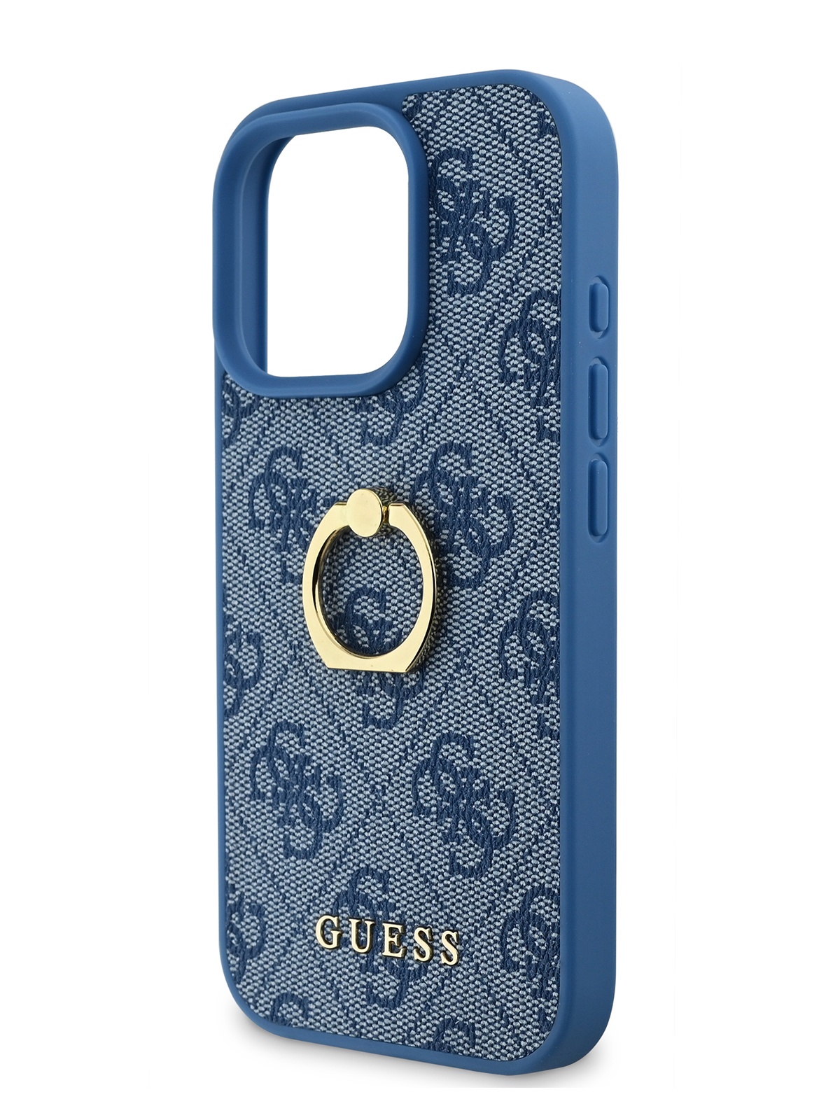 

Чехол Guess для iPhone 16 Pro Max из экокожи с кольцом-держателем, синий