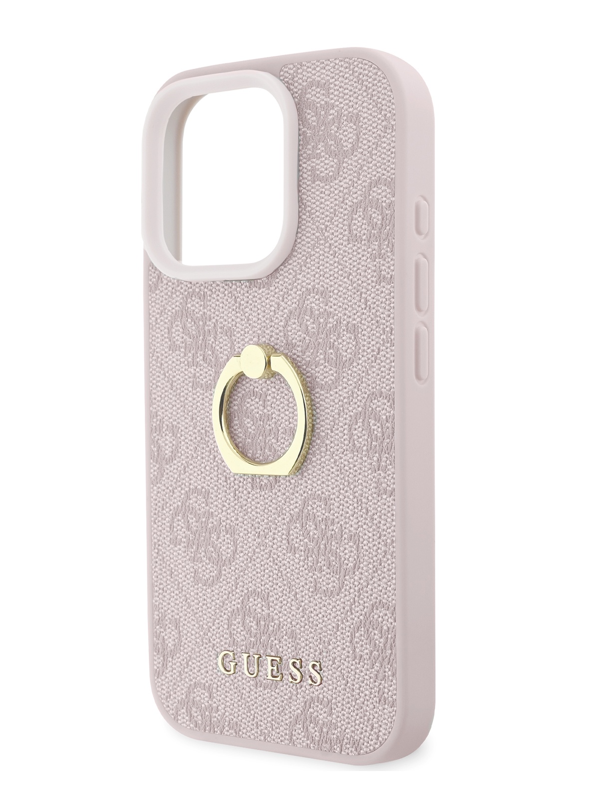 

Чехол Guess для iPhone 16 Pro Max из экокожи с кольцом-держателем, розовый