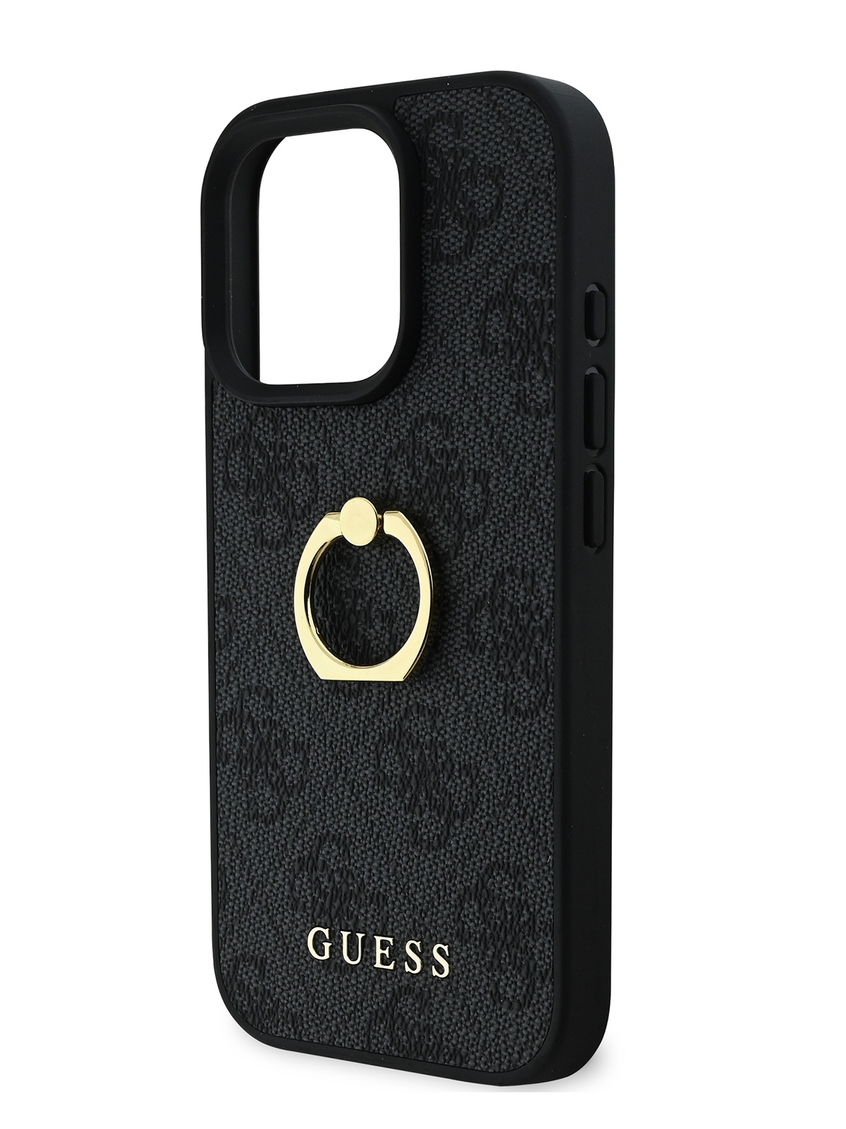 Чехол Guess для iPhone 16 Pro из экокожи с кольцом-держателем черный 2542₽