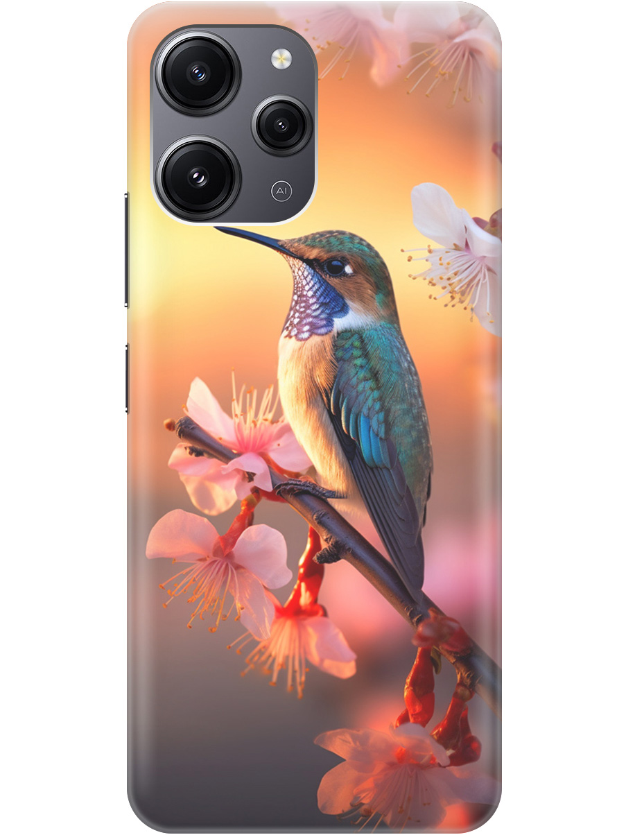 

Силиконовый чехол на Xiaomi Redmi 12 с рисунком "Птичка и закат", Желтый;красный, 20000156