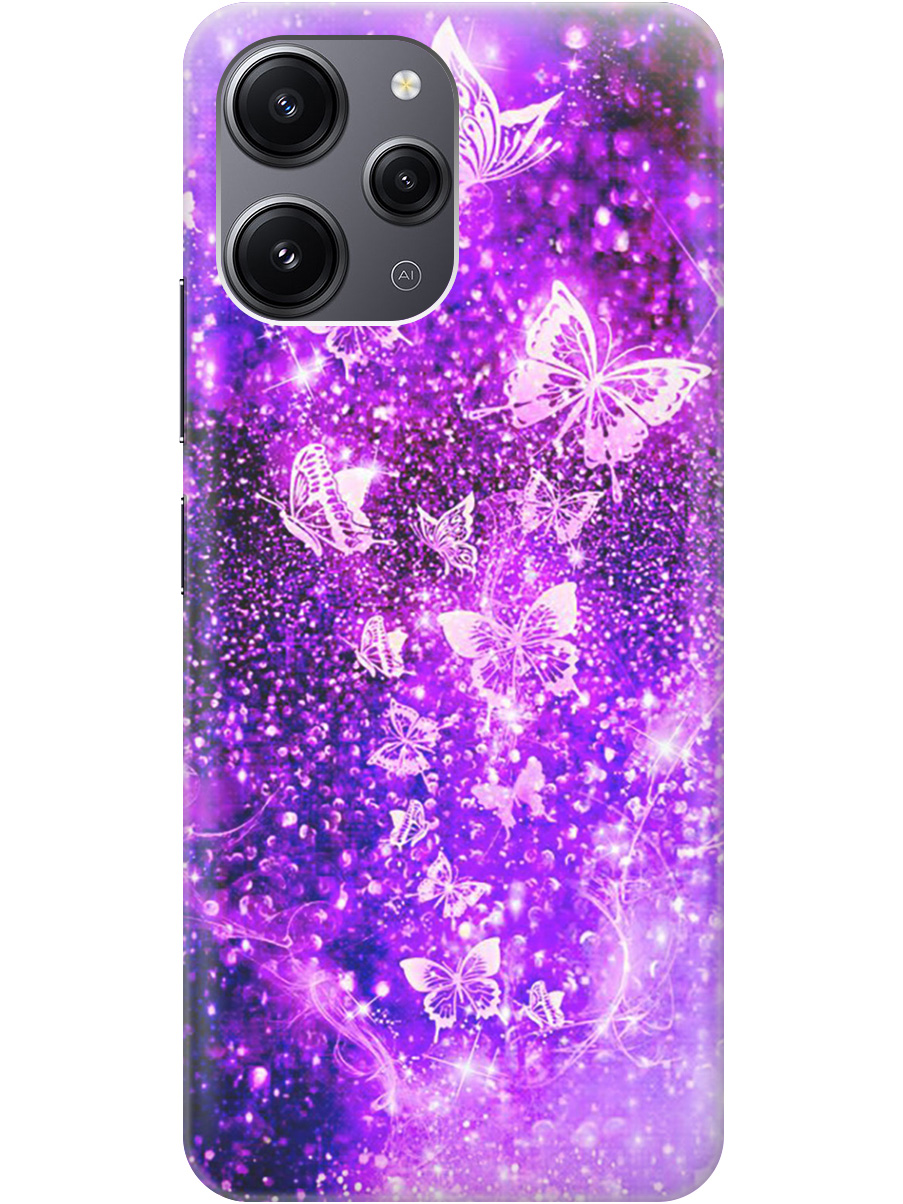 

Силиконовый чехол на Xiaomi Redmi 12 с рисунком "Фиолетовые бабочки", Фиолетовый;черный, 20000156