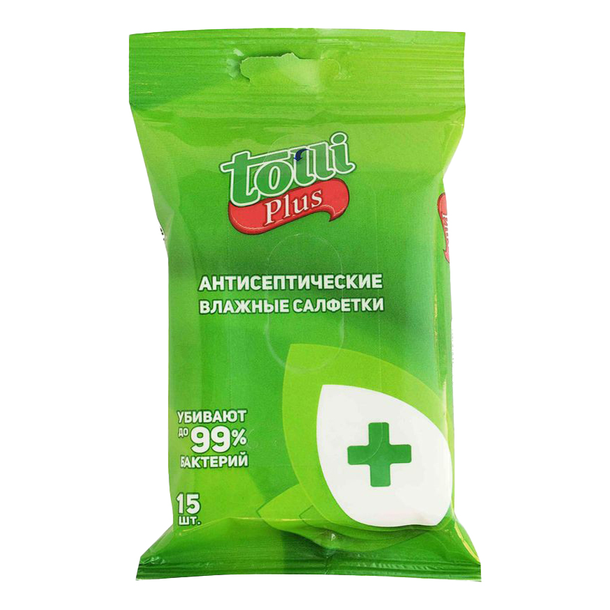 Влажные салфетки Tolli Plus антисептические 15 шт. влажные салфетки для рук biocos антисептические 60шт