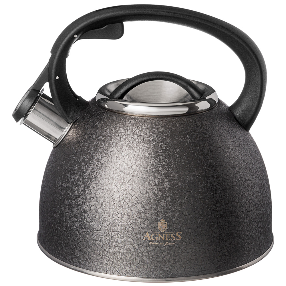 

Чайник Agness Grey со свистком 2.5 л, индукция, Черный