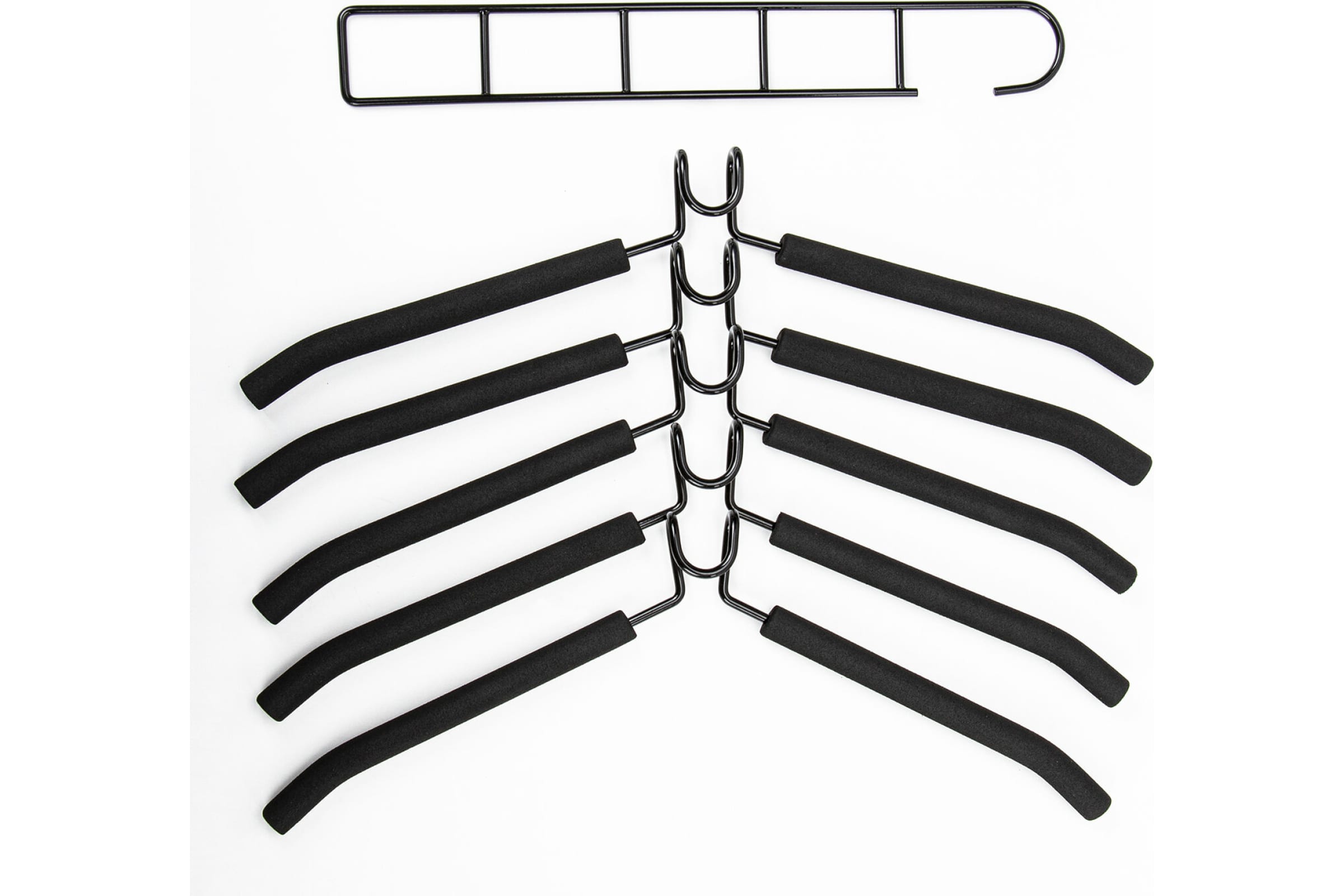 фото Вешалка-плечики трансформер, 5 плечиков, металл с покрытием, черные, brabix, 607474 nobrand