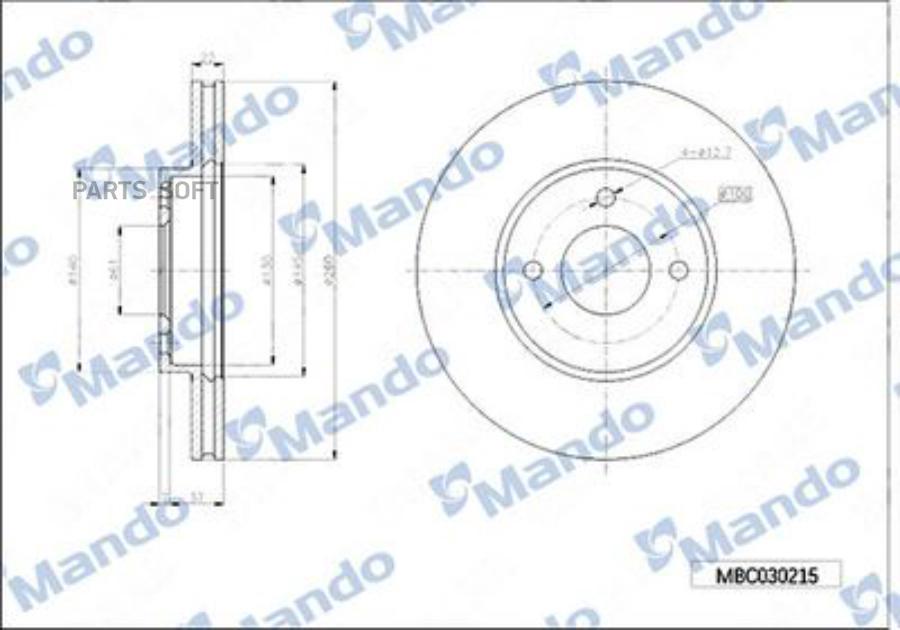 

Диск Тормозной Kia Sorento (06-) Задний (1Шт.) Mando Mando арт. MBC030216