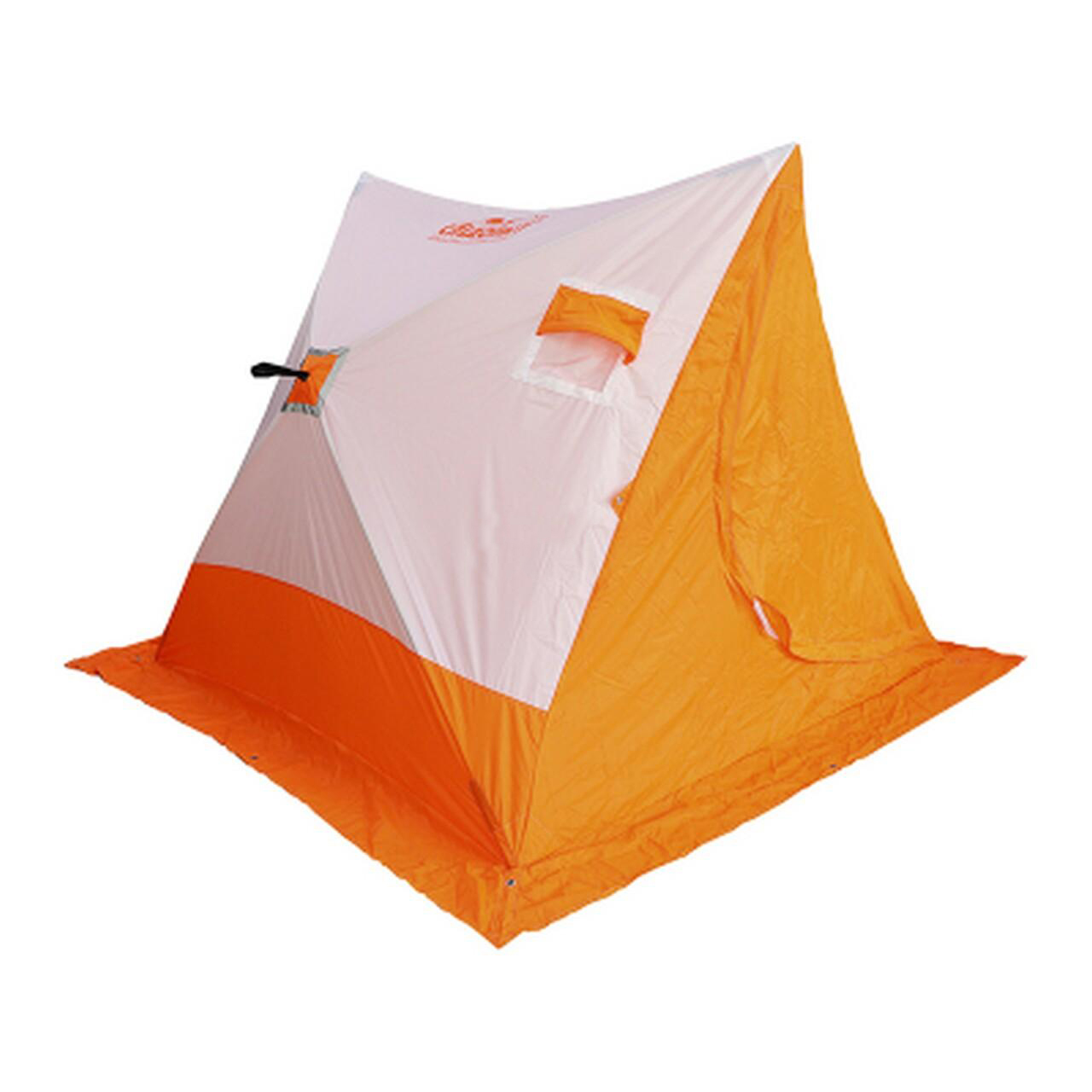 фото Следопыт палатка зимняя следопыт 2-скатная, oxford 210d pu 1000, цв. бело-оранж. сибирский следопыт