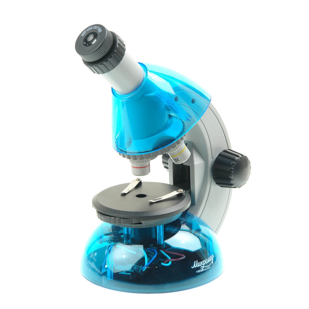 Микроскоп Микромед Атом 40x-640x лазурь 27388 окуляр для телескопа микромед 5х 18 d30 мм