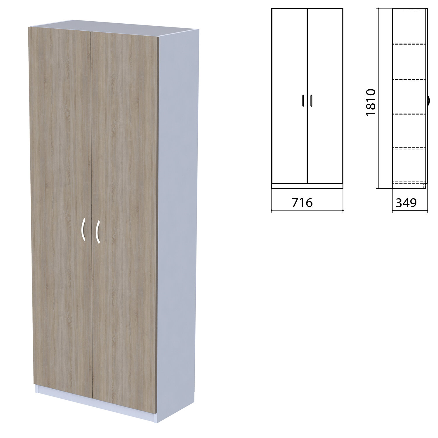 

Шкаф закрытый "Бюджет", 716х349х1810 мм, дуб сонома (КОМПЛЕКТ)