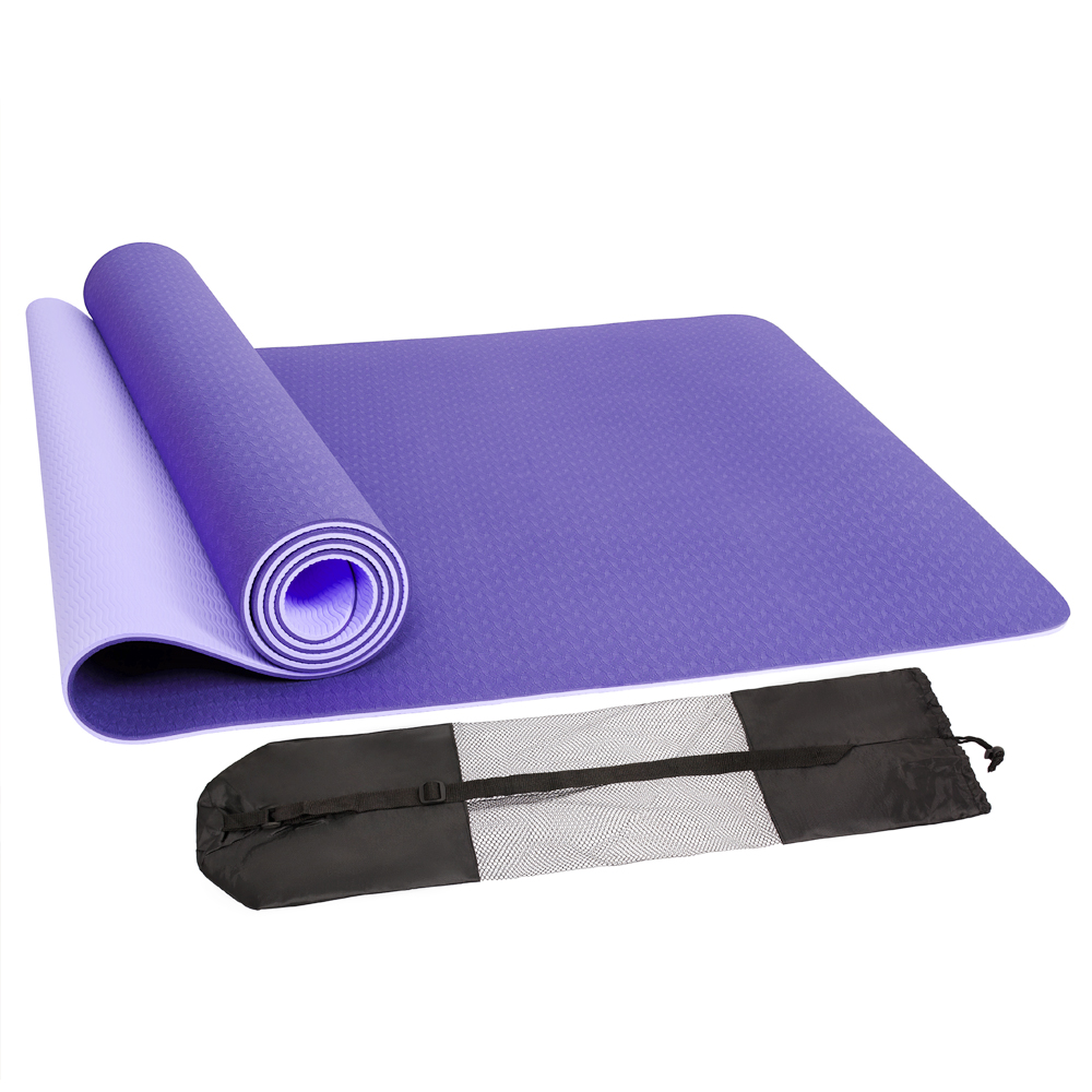 Коврик для йоги STRONG BODY двухсторонний, фиолетово-сиреневый, 183 см х 61 см х 0.6 см
