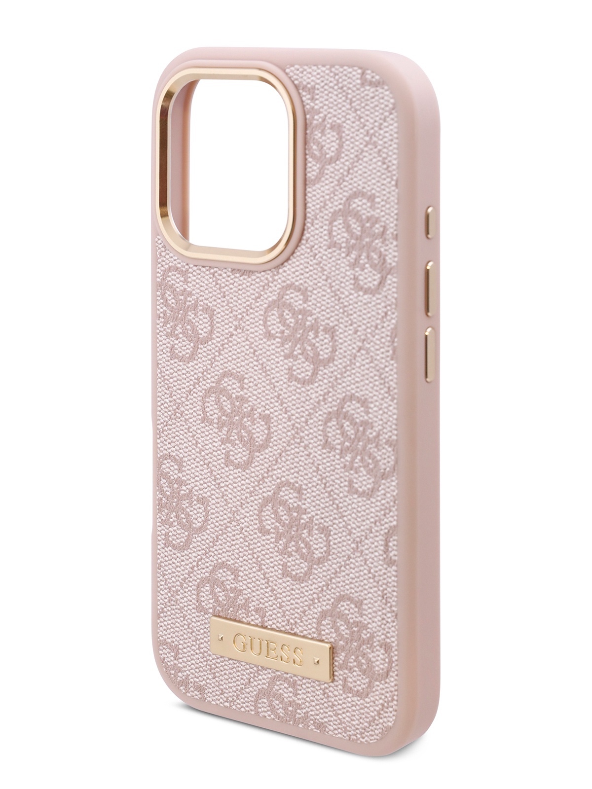

Чехол Guess для iPhone 16 Pro Max MagSafe с металлическими вставками, розовый