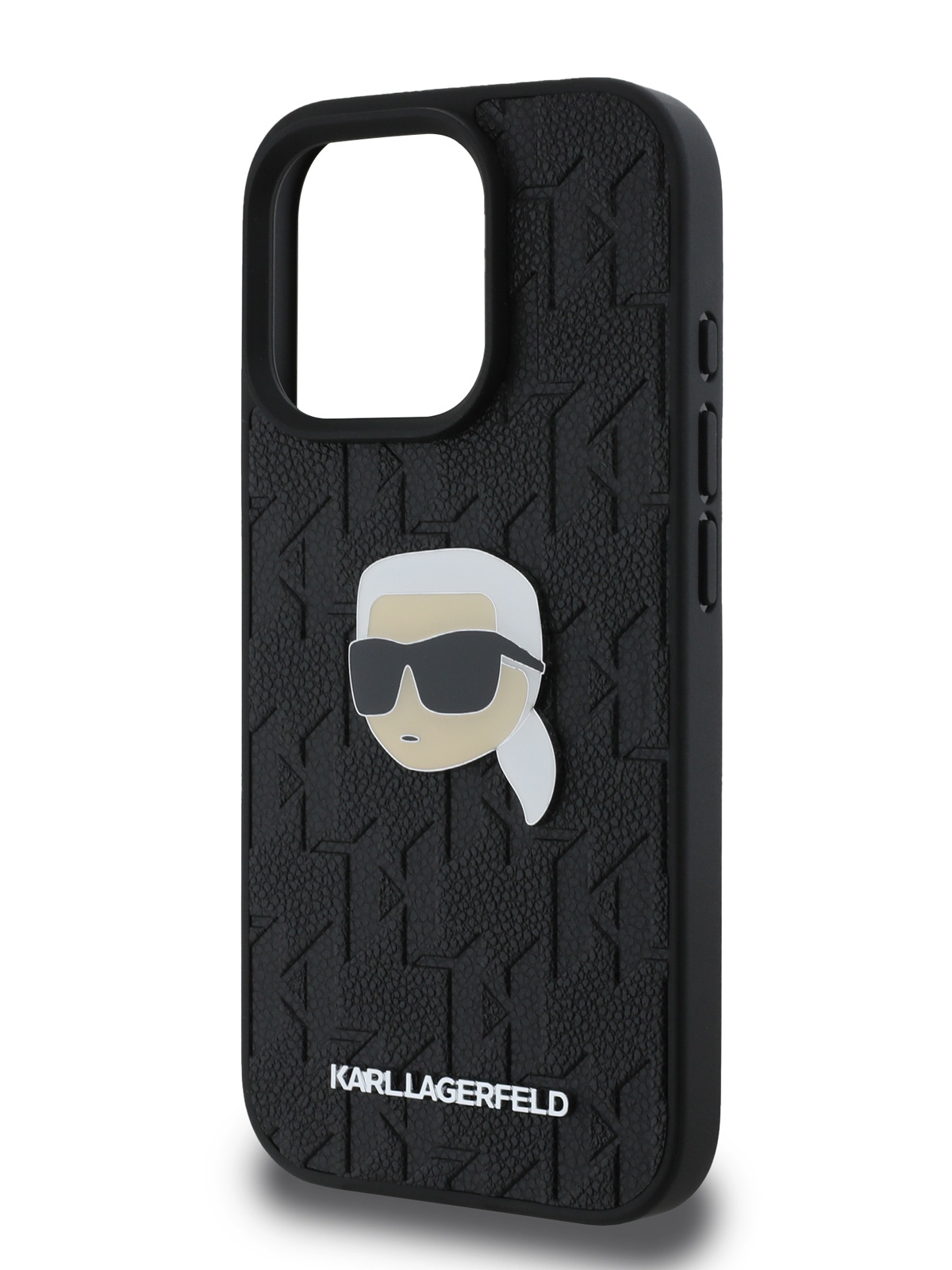

Чехол Karl Lagerfeld для iPhone 16 Pro Max из экокожи с логотипом из металла, черный