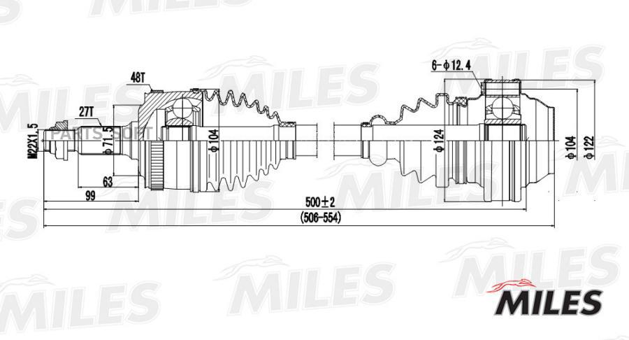 

Привод в сборе левый/правый MERCEDES BENZ W638 2.0D/2.2D 99-03 (ABS) (GKN 303152) GC00076