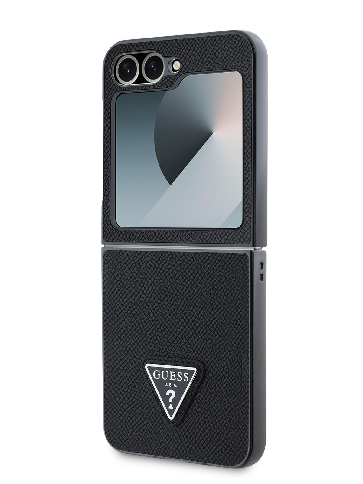 

Чехол Guess для Galaxy Z Flip6 из фактурной экокожи с металлическим логотипом, черный