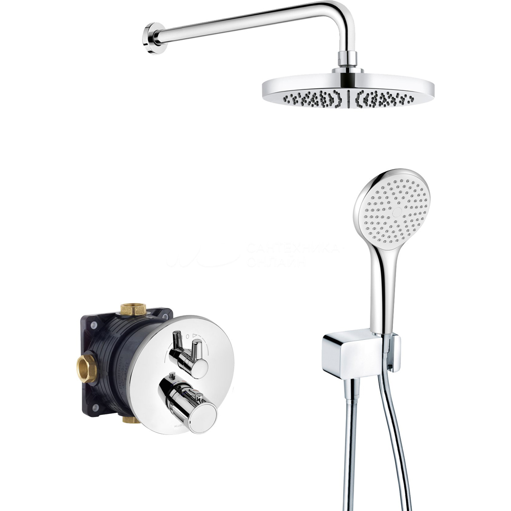 душевая стойка kludi logo dual shower system с термостатом матовый 6808239 00 Душевая система с термостатом Kludi Zenta 388320545 цвет: хром
