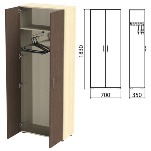 Шкаф для одежды "Канц", 700х350х1830 мм, цвет дуб молочный (КОМПЛЕКТ)