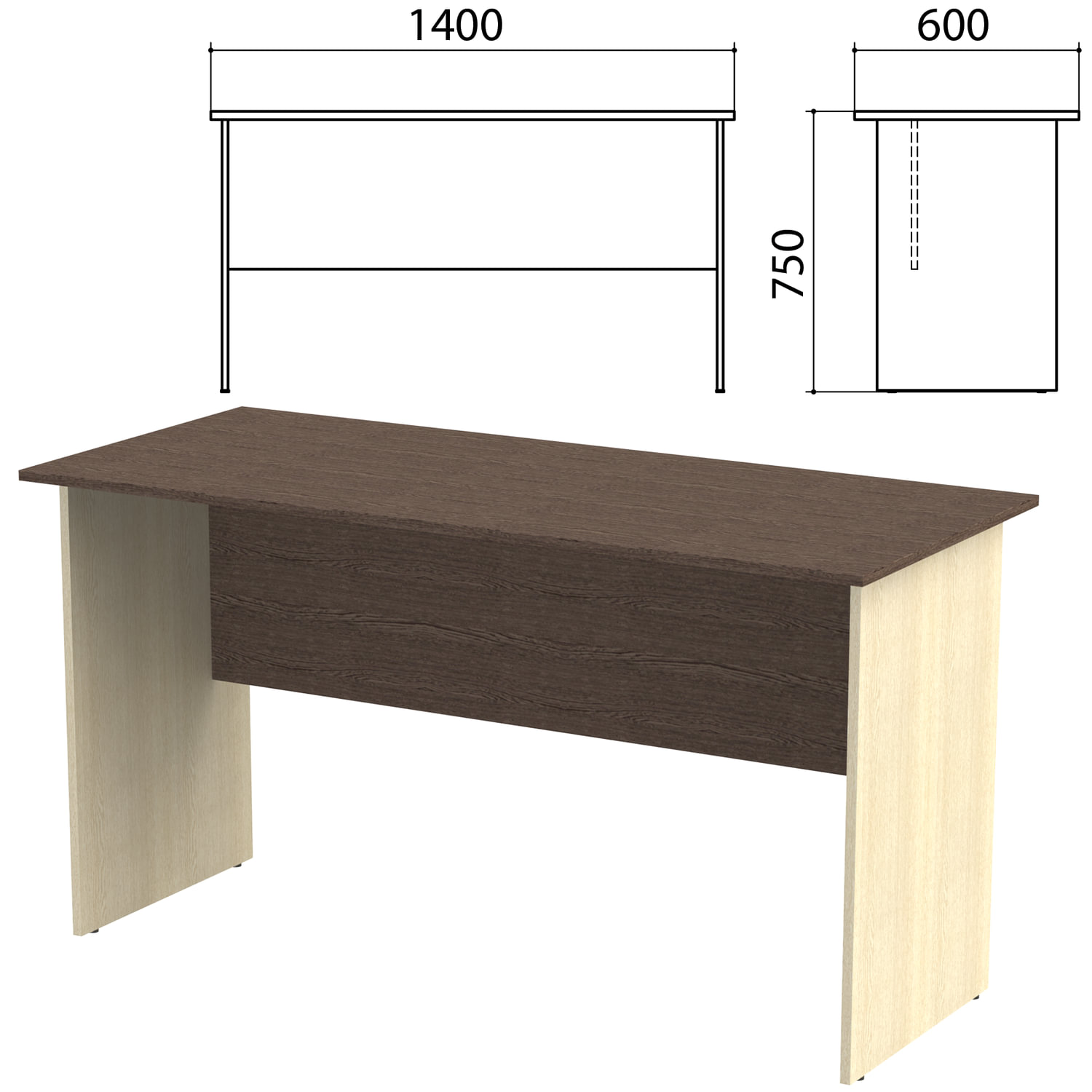фото Стол письменный "канц", 1400х600х750 мм, цвет венге/дуб молочный (комплект) nobrand