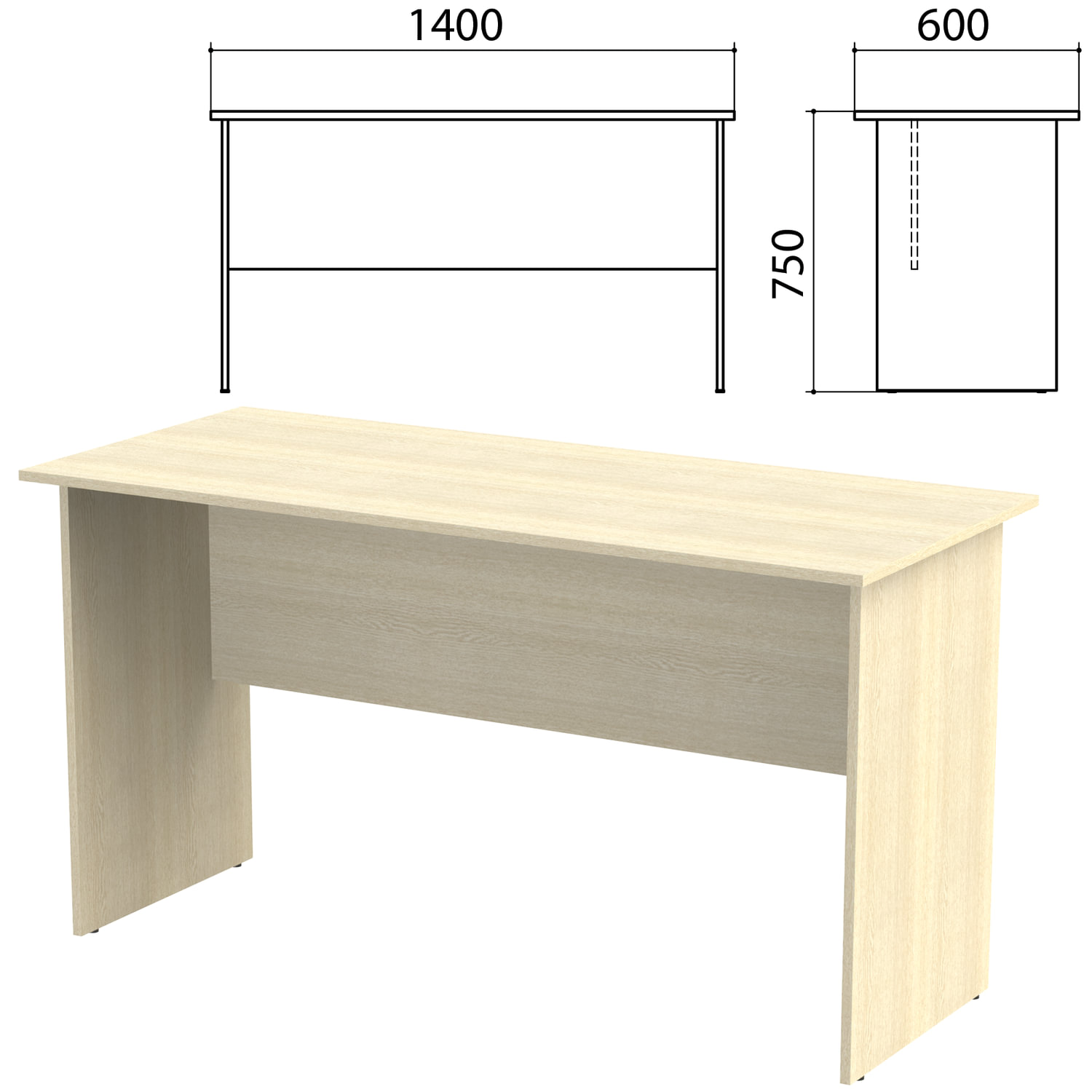 фото Стол письменный "канц", 1400х600х750 мм, цвет дуб молочный (комплект) nobrand