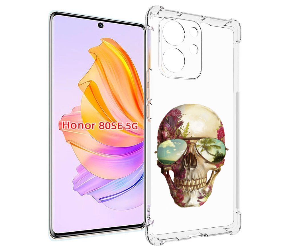 

Чехол MyPads Череп с очками для Honor 80 SE, Прозрачный, Tocco
