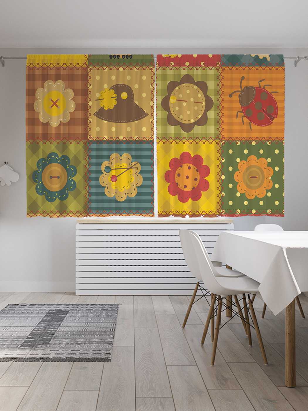 

Шторы JoyArty с фотопечатью "Аппликации на лоскутах" из сатена, 290х180 см, Аппликации на лоскутах