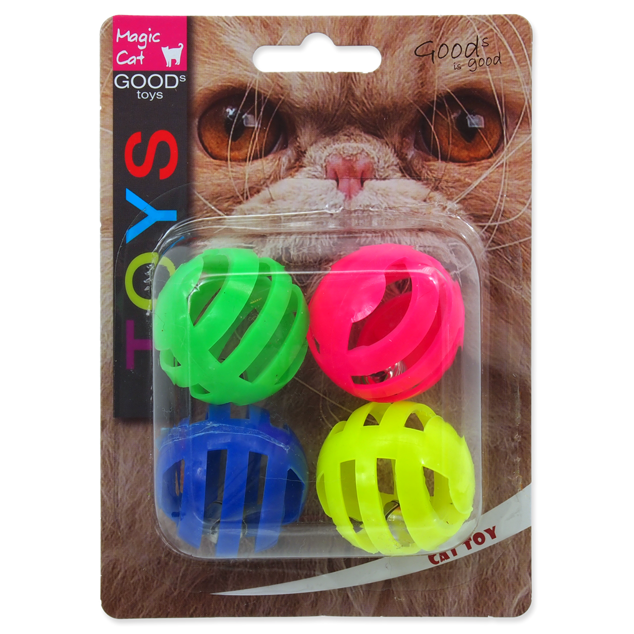 

Мяч для кошек Magic Cat перфорированный пластиковый со звуком, 3.75 см, 4 шт