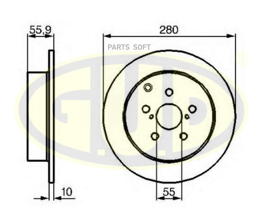 Диск Торм Toy Avensis 03- Зад Не Вент 280X10 G.U.D арт. GDB110311