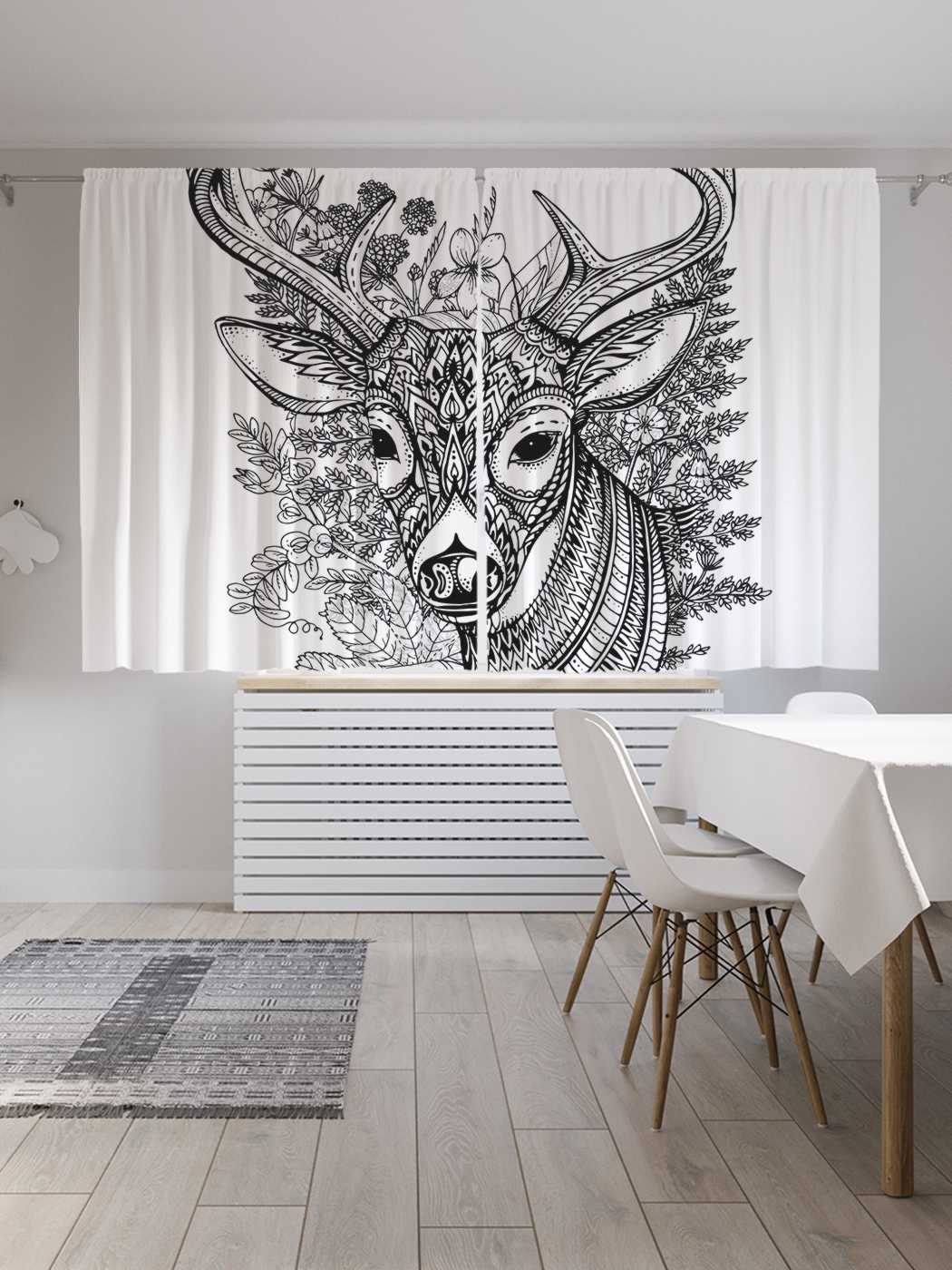 

Шторы JoyArty с фотопечатью "Портрет оленя" из сатена, 290х180 см, Портрет оленя