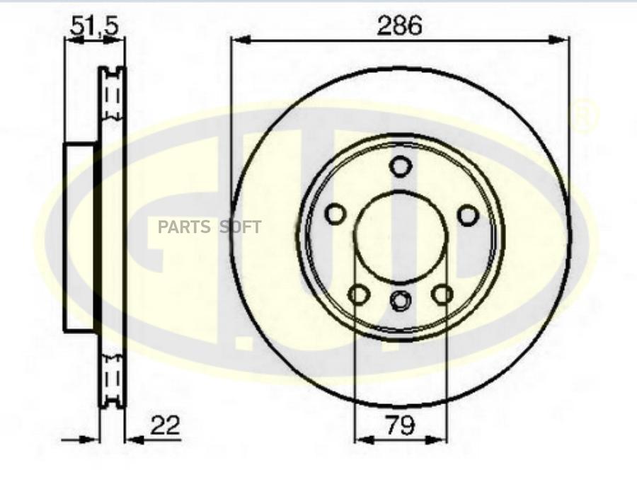 Диск Торм Bmw E36 90-/E46 98-/Z3 97- Пер Вент 286X22 G.U.D арт. GDB122115