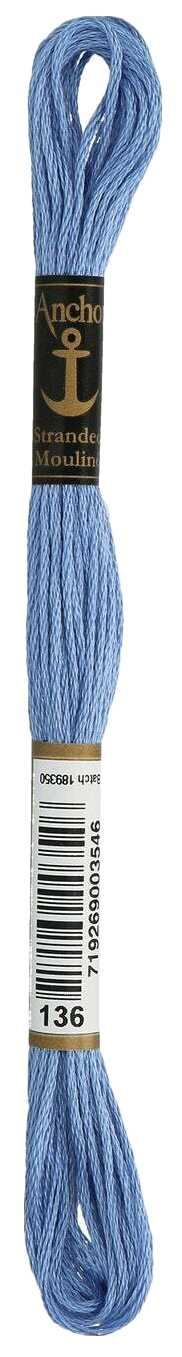 

Нитки мулине Anchor Stranded Cotton 4635000-00136 8 м голубой, Разноцветный