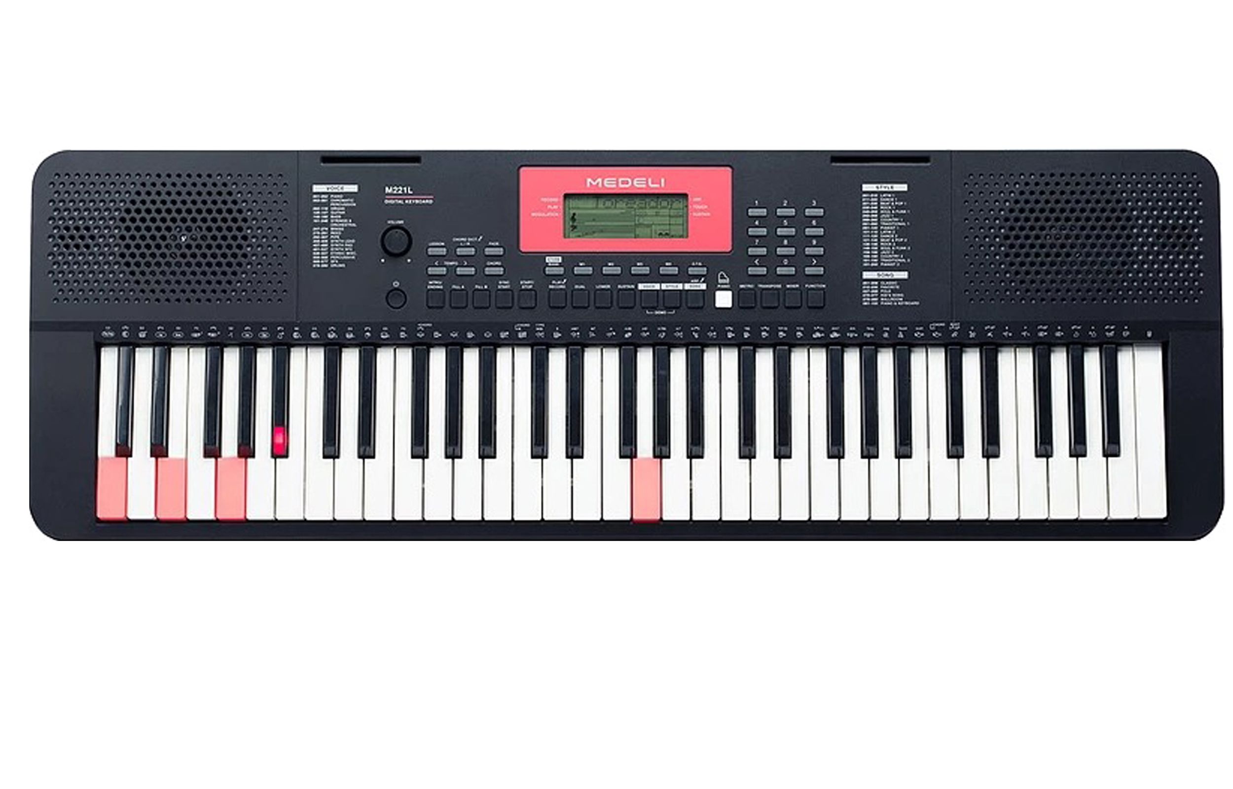Синтезатор Medeli M221L, с подсветкой, активной клавиатурой и с блоком питания в комплекте