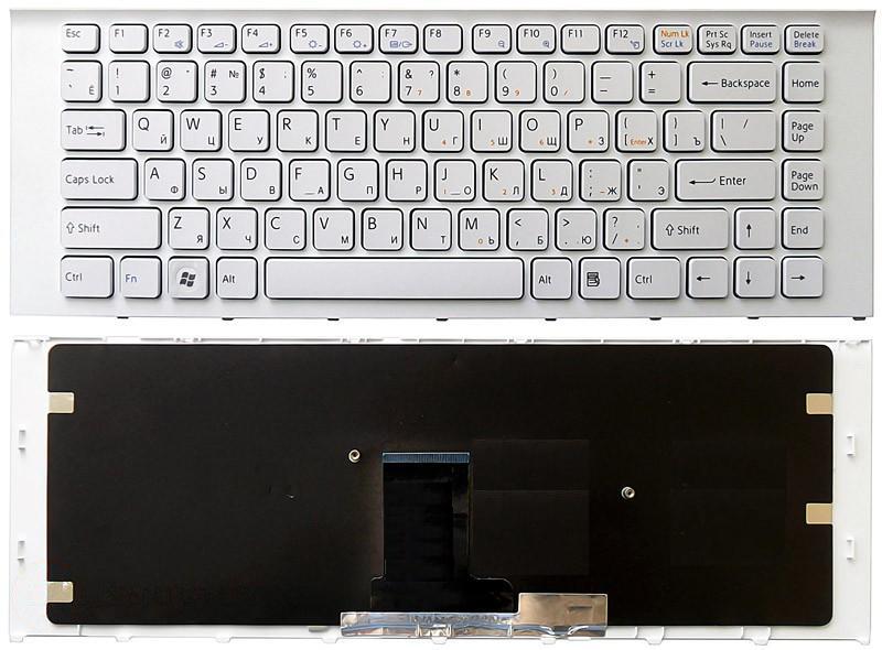 Клавиатура OEM для ноутбука Sony Vaio VPC-EA белая c белой рамкой